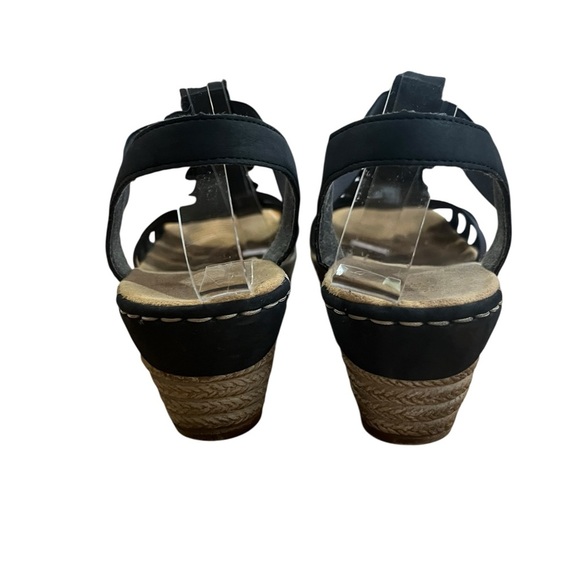 Rieker Pacific Blue Fanni Wedge Sandals with Edgy Cut-Out Design SZ 8.5 EU 39 - Picture 6 of 11